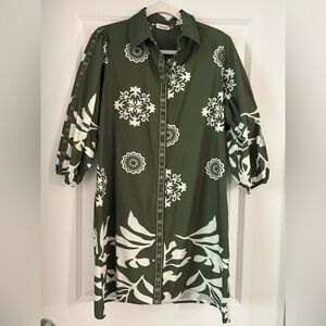 Green and White Floral Dress